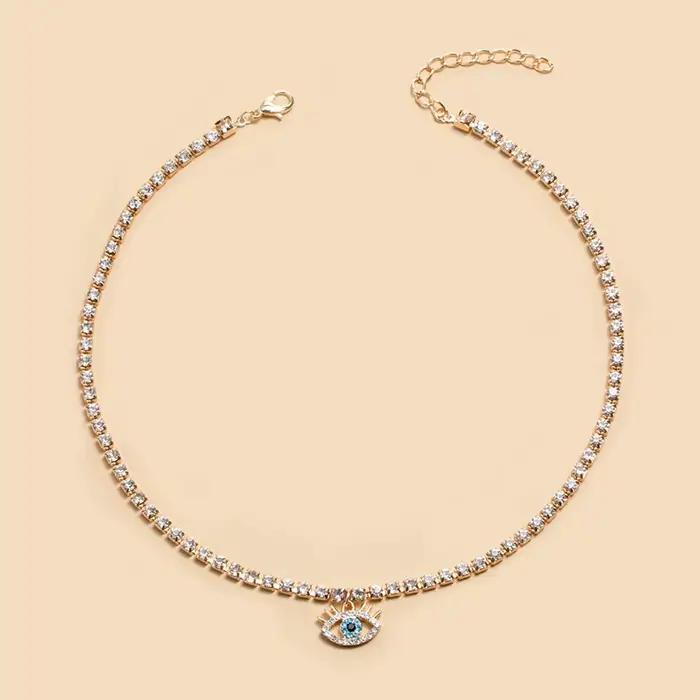Collier de luxe en forme d'œil Serpentine pour femmes doré chaîne Y pompon cadeau pour anniversaire mariage