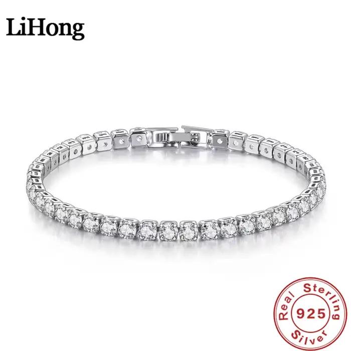 Vehong-Bracelet en argent regardé S925 avec balle de tennis pour femme