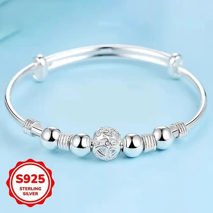 Bracelet à perles en argent sterling 925 pour femmes