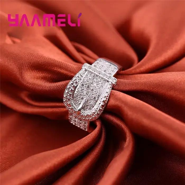 Bague de ceinture brillante pour femmes, nouveaux Bijoux de haute qualité incrustés de petits cristaux autrichien en argent 925, offre spéciale
