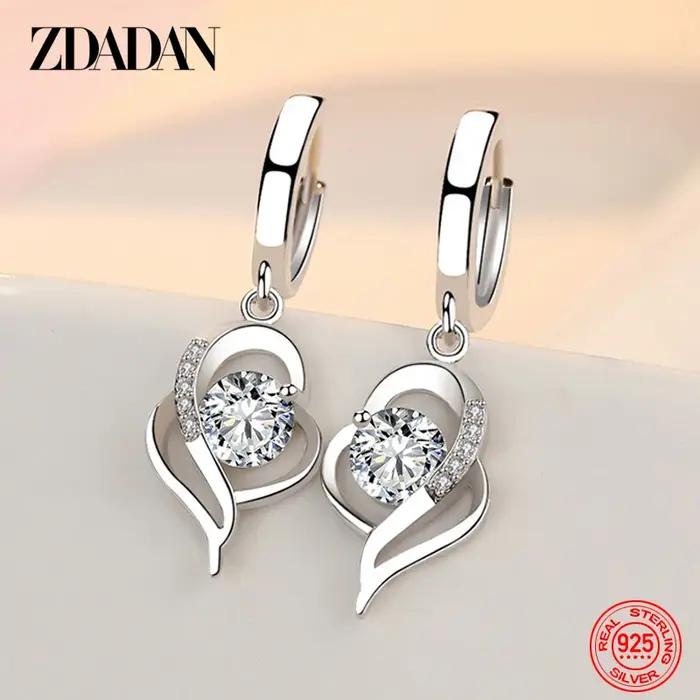 ZDADAN 925 en argent Sterling cristal Zircon boucle d'oreille pour les femmes bijoux de mode