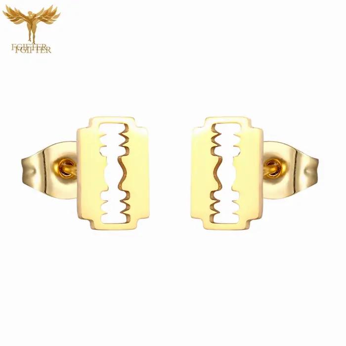 Boucles d'oreilles clous en acier inoxydable doré pour hommes