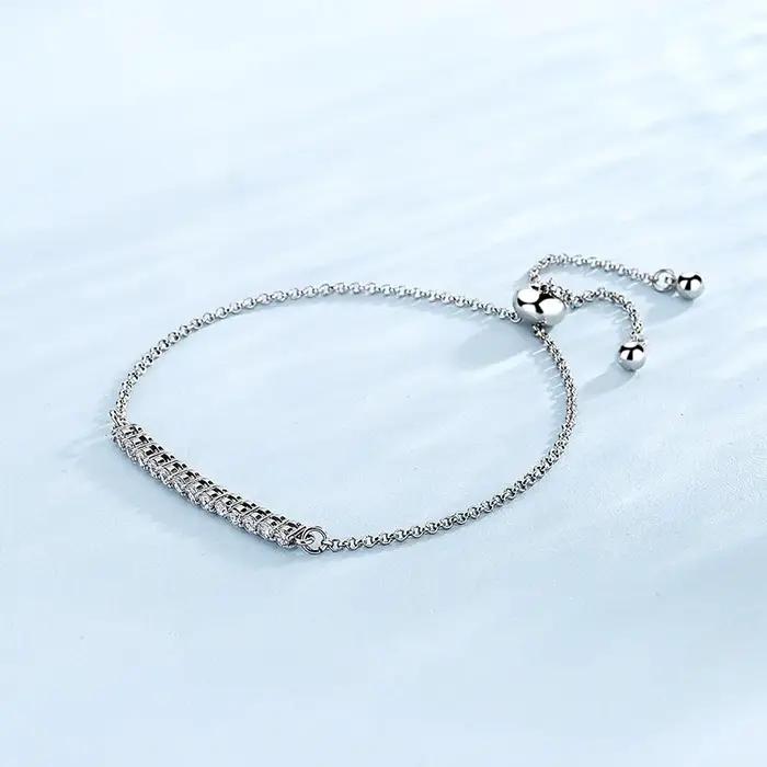 Bracelet tennis en argent sterling 925 avec cristaux de zircon