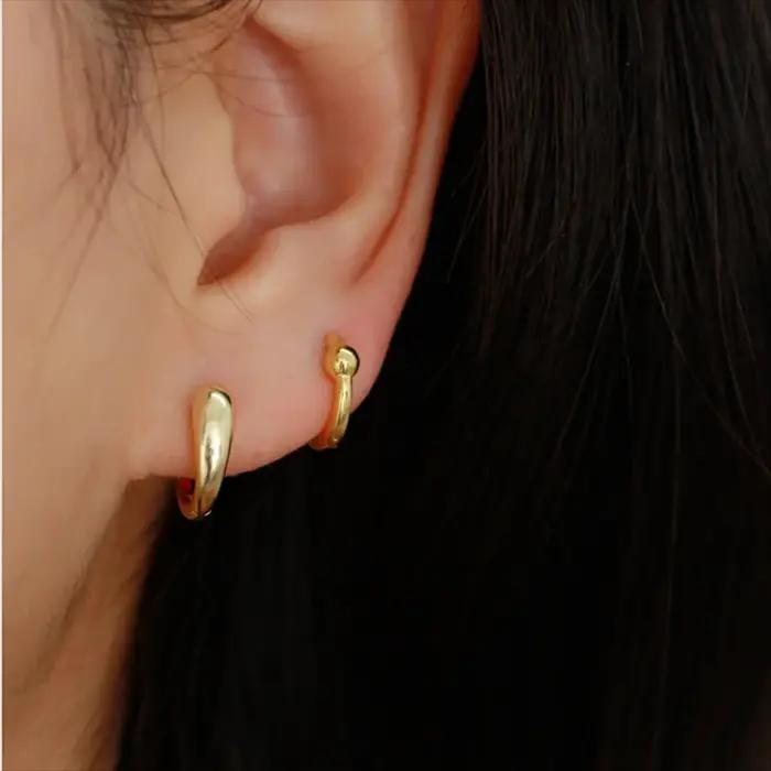 WANTME 925 en argent Sterling mode Simple Punk français Huggies boucles d'oreilles pour les femmes élégant polyvalent