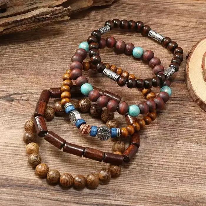 Bijoux populaires transfrontaliers européens et américains ; perles à la main multi-couches avec un sens du design ; bracelets simples et rétro.
