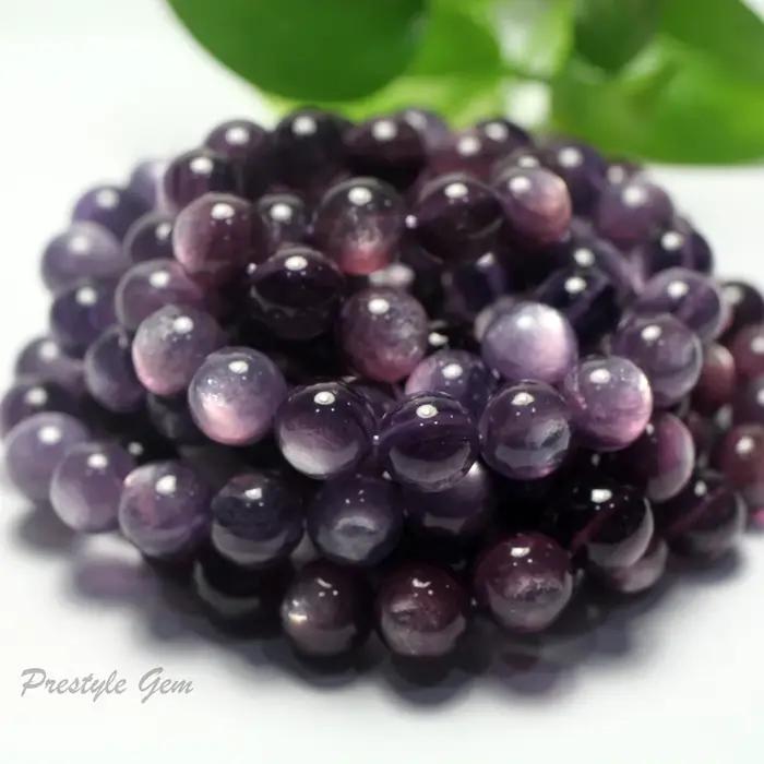 Bracelet en pierre de Lepidolite violette naturelle