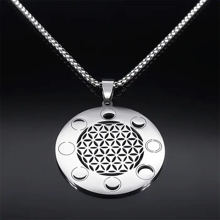 Collier pendentif fleur de vie géométrie sacrée pour hommes et femmes