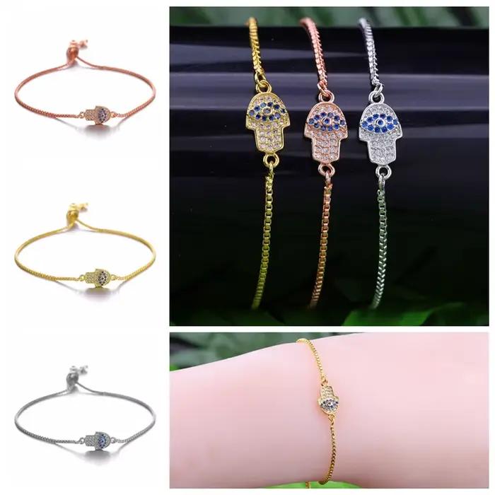 Juya – bracelets à breloques en forme de main de Fatima plaquée or 18 carats
