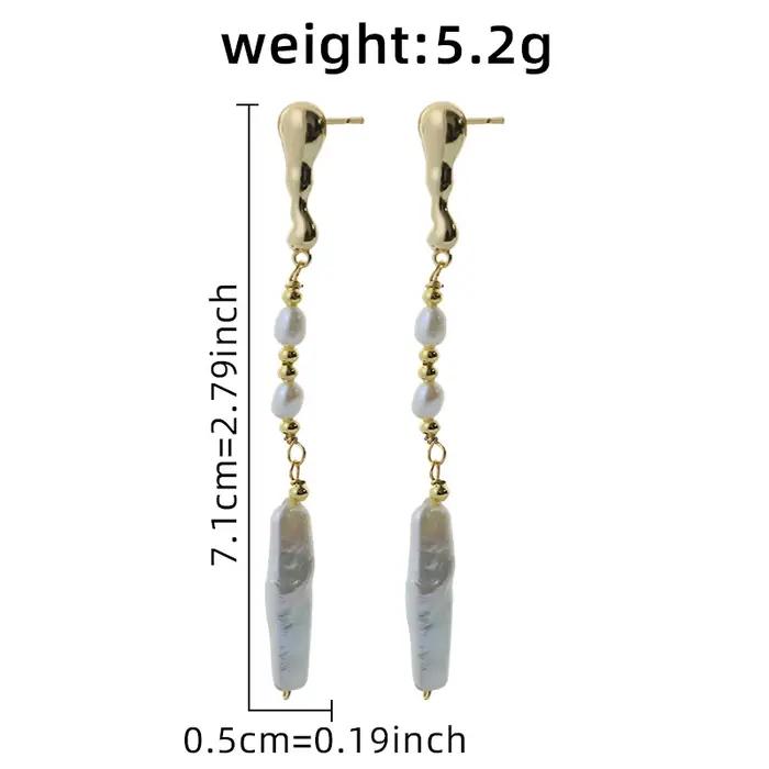 Boucles d'oreilles baroques naturelles avec pampilles en perles de cuivre
