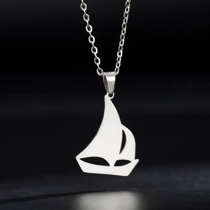 Collier bateau à voile, chaîne de mer d'océan, cadeau de bateau de marin pour femmes et hommes, pend