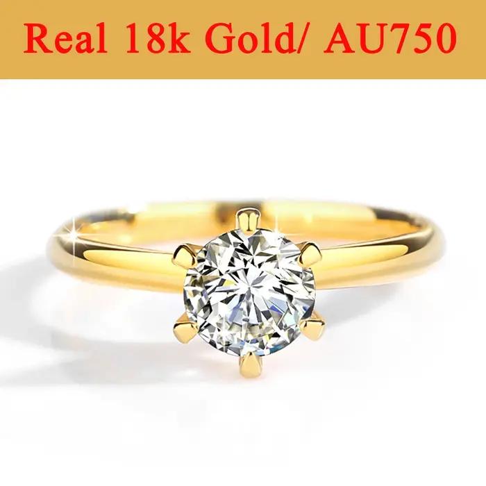 Bagues Moissanite en or véritable 18K pour femmes