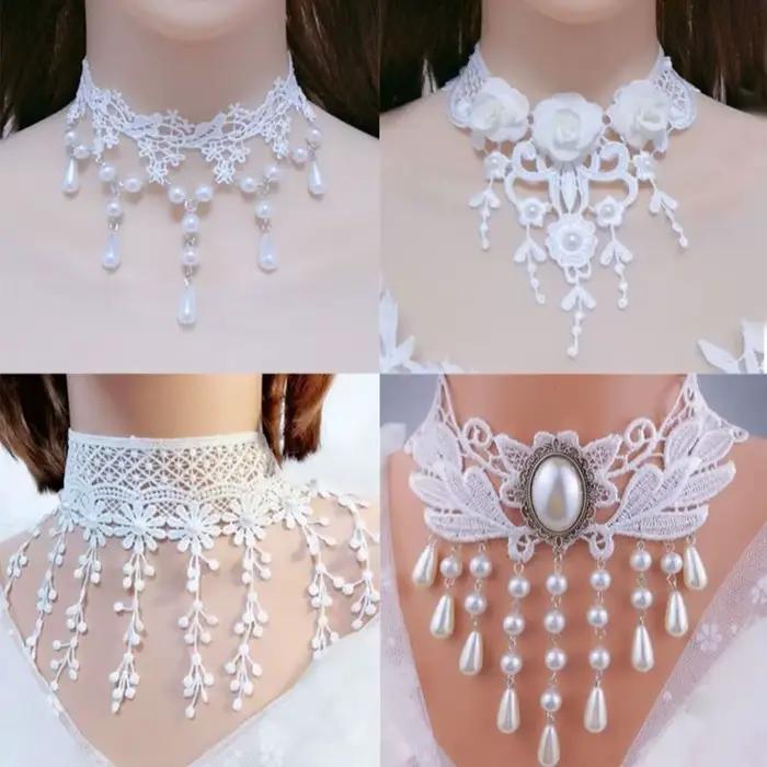 Tour de cou en dentelle de tatouage gothique classique vintage pour femme, pendentif en cristal noir, breloque, colliers de la présidence, bijoux Boho, cadeau de Noël