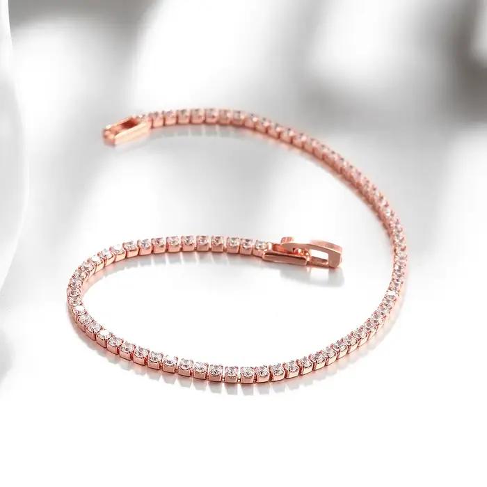 Lihong pur 925 bijoux en argent 18CM Bracelet de Tennis 2mm zircone cadeau d'anniversaire véritable Bracelets