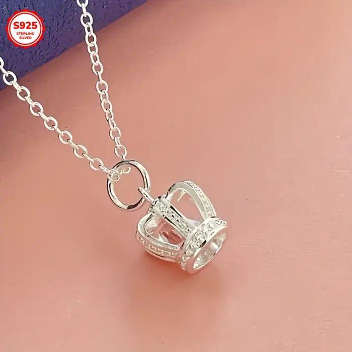 Collier Couronne Exquis en Argent Sterling 925 pour Femme
