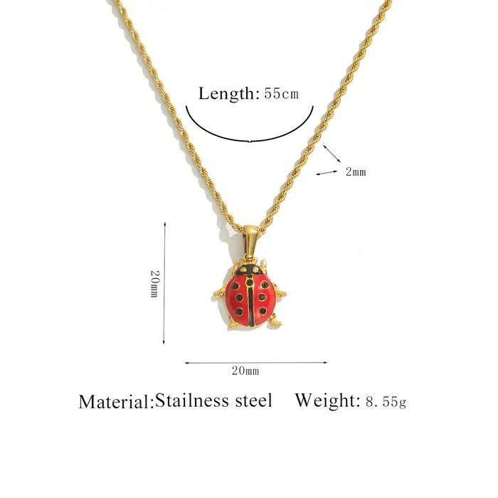 Jolivie – collier coccinelle en acier inoxydable émaillé pour femmes, pendentif coccinelle minimalis