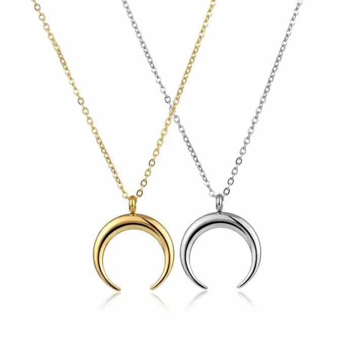Collier croissant de lune en acier inoxydable pour femme