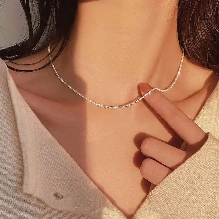 Collier en argent sterling classique pour clavicule, chaîne de pull, bijoux de charme haut de gamme, cadeau pour femmes occasions spéciales