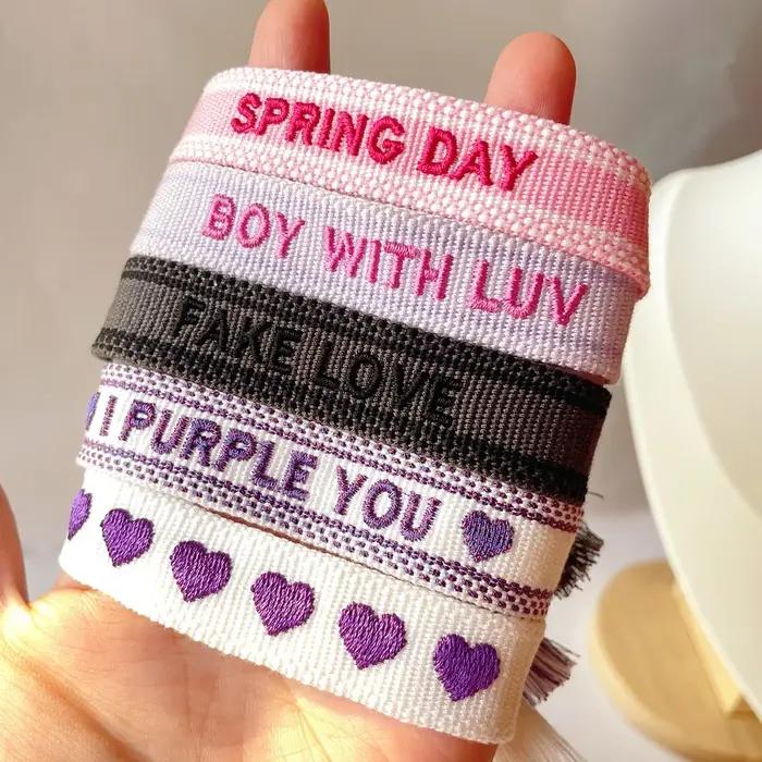 Bracelet tissé réglable avec coeurs et lettrage | Journée du printemps | Garçon avec Luv | FAKE LOVE Cadeau pour les
