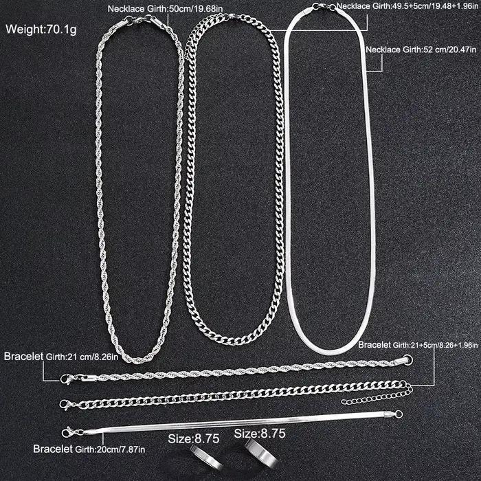 Ensemble de bijoux simples en acier inoxydable pour hommes