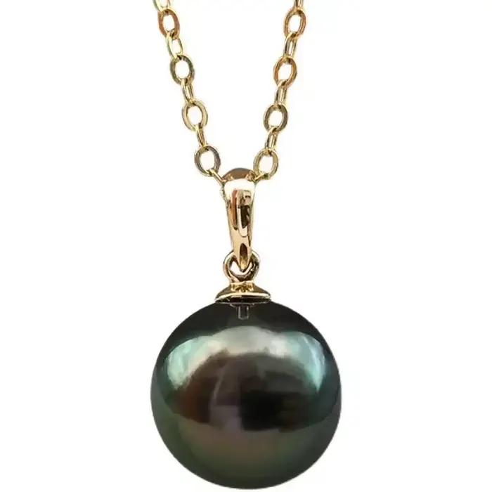Collier peacock Tahiti en perles de verre d'eau douce et placage en or 14 carats pour homme et femme occasions spéciales bijoux de luxe