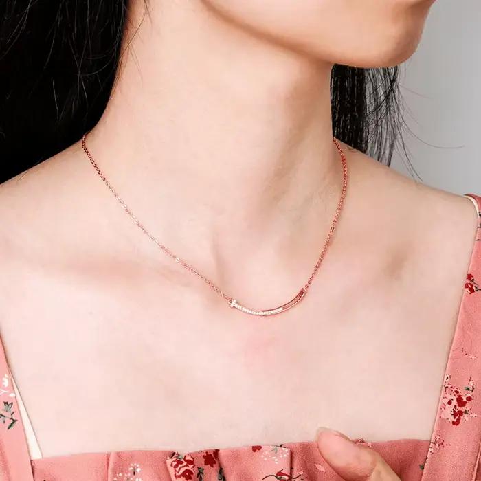 Kolmnsta – collier avec pendentif en zircone pour femmes, pendentif sourire, ras de cou géométrique, chaîne de clavicule, bijoux à la mode, cadeaux