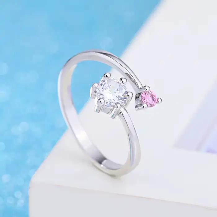 Bague en argent sterling 925 charmante avec zircon rose exquis, bijou accessoire de mode pour femme,