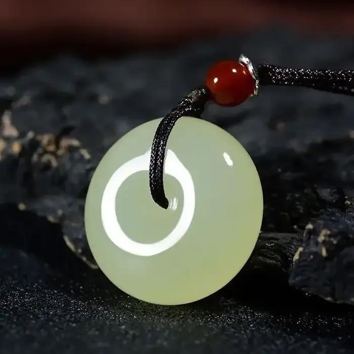 Véritable Jade beignet pendentif collier accessoires homme amulette jaspe bijoux charme chinois Vintage Talismans pierre breloques naturelles