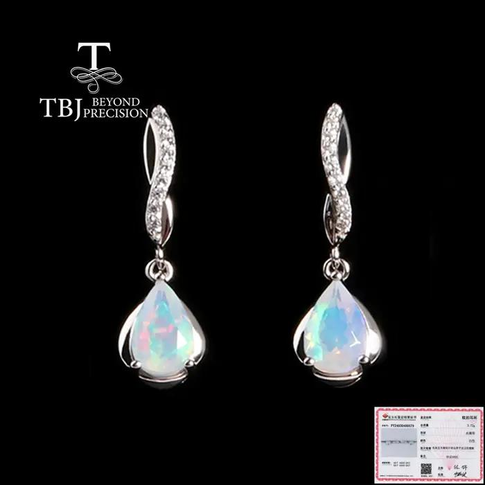 Magnifique design de mode opale naturelle pierres précieuses boucles d'oreilles en argent sterling bijoux ajouter une élégance délicate au quotidien des femmes