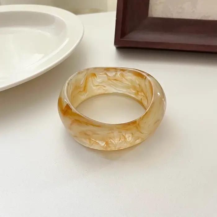 Nouveau Bracelet Manchette en Résine Large Irrégulier Épais Géométrique Effet Marbré Exagéré Massif Cadeaux