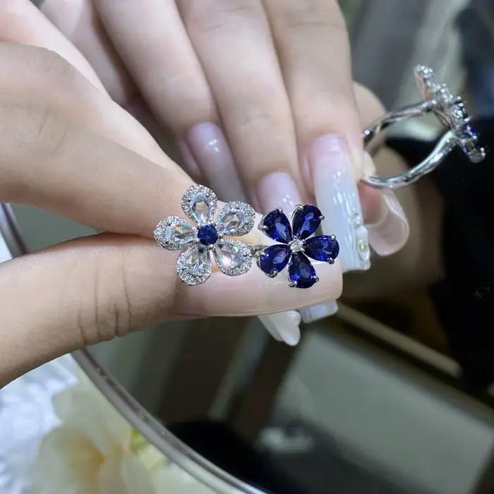 Vinregem – bague ouverte en forme de fleur pour femmes