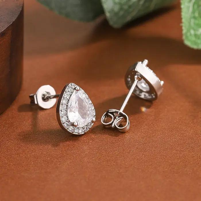 Boucles d'oreilles simples plaquées argent 925 pour femmes