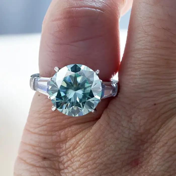 JoyceJelly luxe rond 5 Carat Moissanite diamant bague pour femmes en argent Sterling 925 bijoux femme bandes de mariage certifié GRA