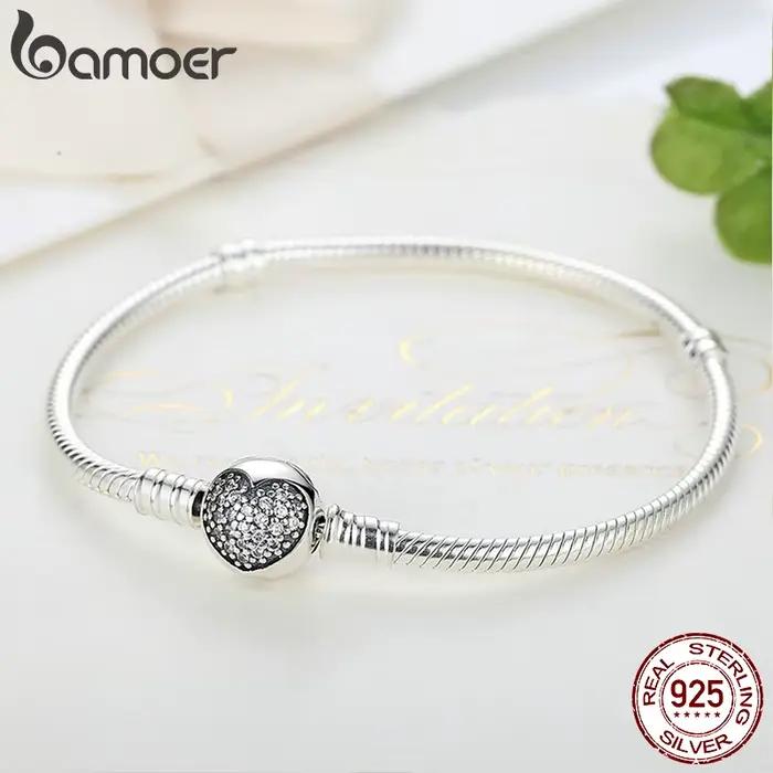 BAMOER authentique 100% 925 argent Sterling classique serpent chaîne Bracelet