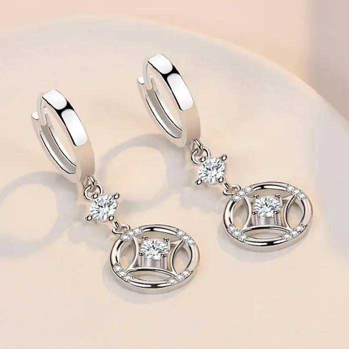 Boucles d'oreilles pour femmes en argent sterling 925 plaqué or 18 carats