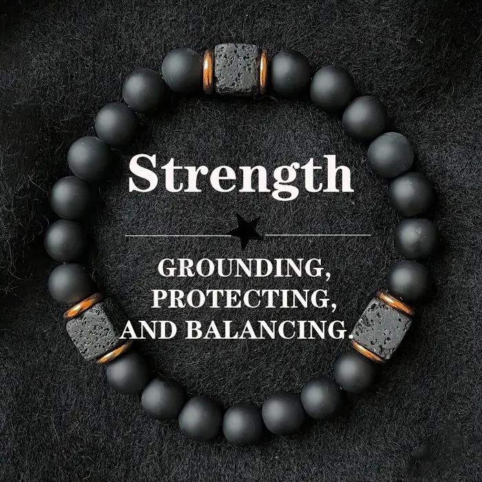 Bracelet de force en pierre volcanique pour hommes