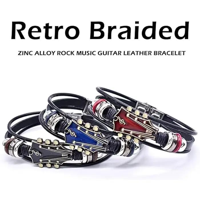 Bracelet de guitare rétro en simili cuir