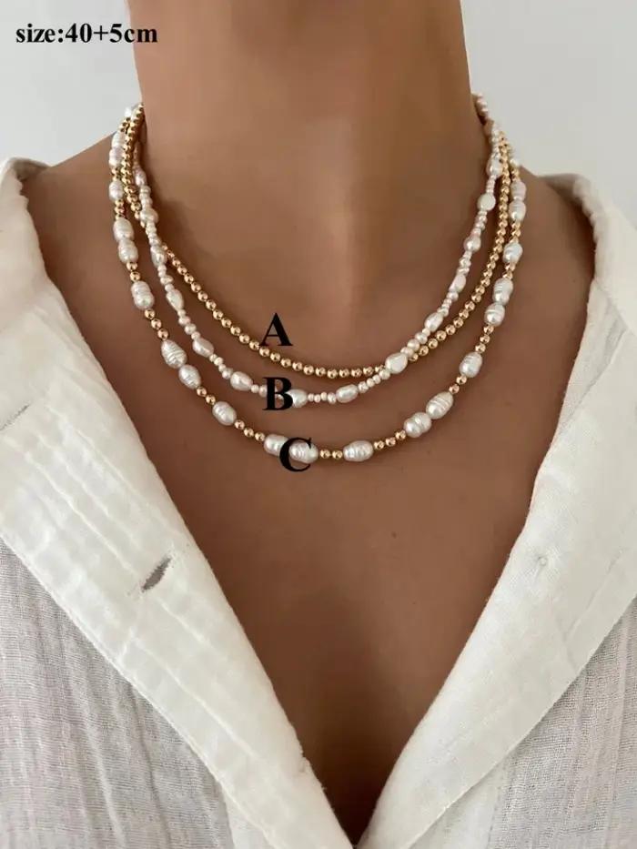 Collier ras du cou en perles naturelles plaqué or 18 carats, bijoux pour femmes, élégant, minimalist