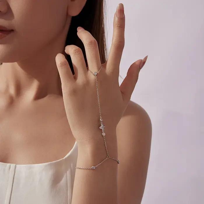 Bamoer U – Bracelet Moissanite à quatre feuilles en argent Sterling 925