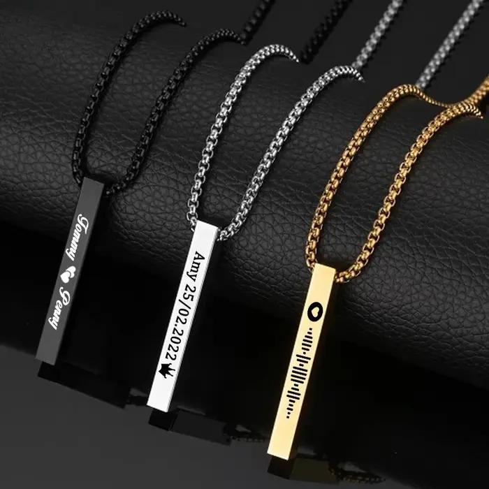 Collier personnalisé en acier inoxydable avec nom et Date