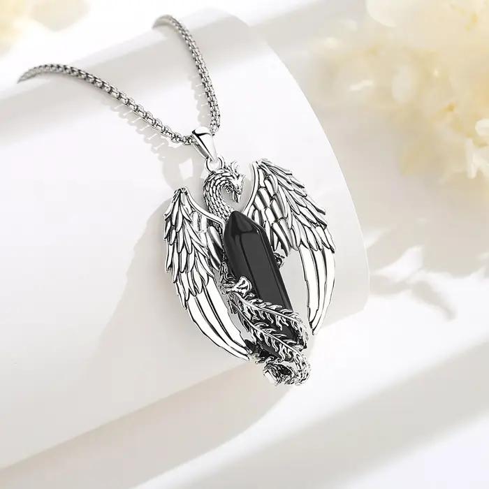 Eudora Phoenix-Collier Prismatique en Obsidienne Hexagonale