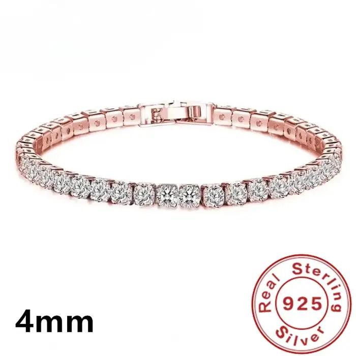 Bracelet de Tennis de Luxe en Argent 925 Serti de Cristaux de Zircone Blancs Pour Femmes Occasions Spéciales Engagement Mode Tendance