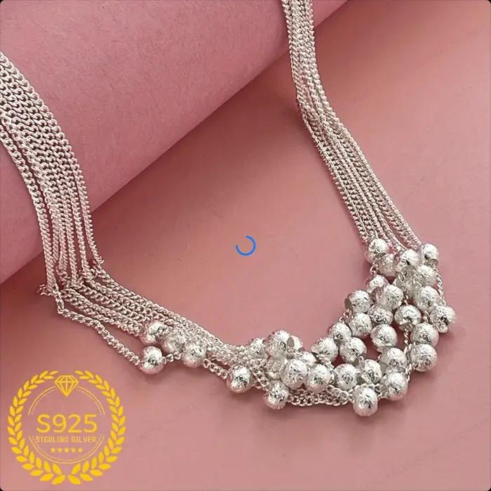 Collier délicat en argent sterling 925 de 45 cm avec perles pour hommes et femmes