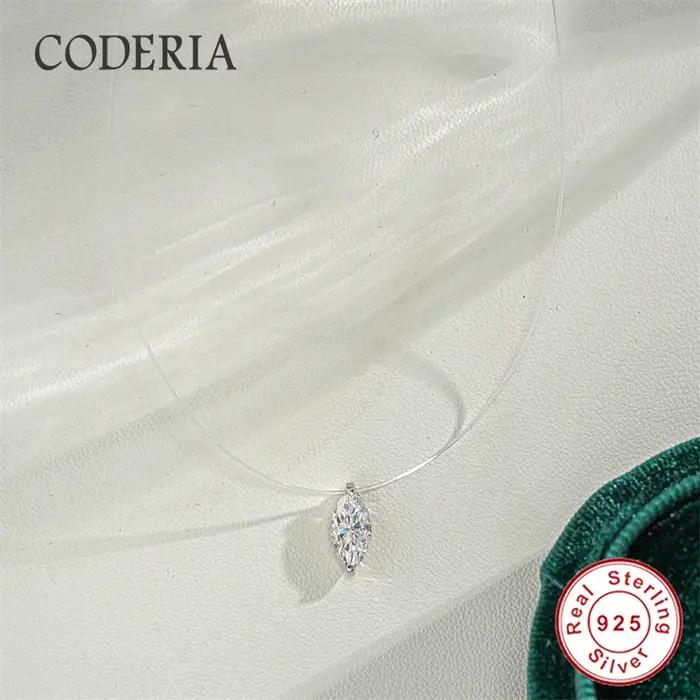 Collier invisible Moissonite taille Marquise 1CT sterling silver 925 pour femmes bureau carrière cadeau occasion spéciale
