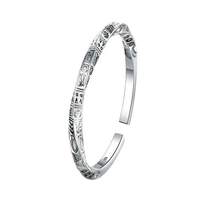 Totems ouverts en argent sterling 925 Bracelets pour femmes, bijoux de luxe pour mariage, accessoi