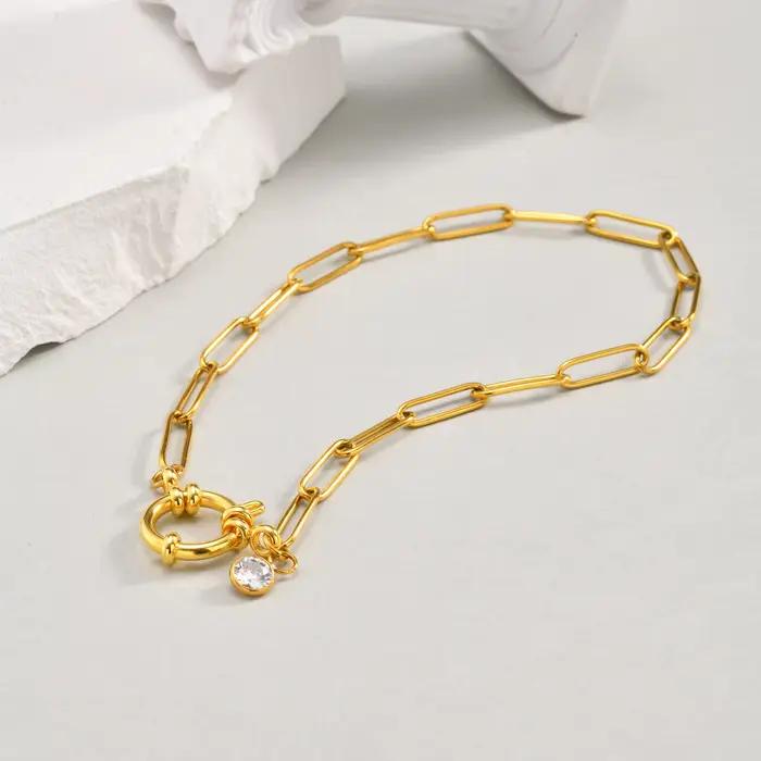 Bracelet de cheville en acier inoxydable bleu serti de zircon pour femmes mode et étanche occasions spéciales