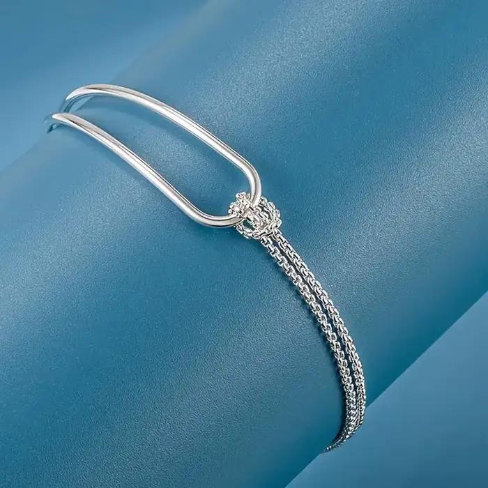 Bracelet Géométrique Minimaliste en Argent S925 pour Femmes Élégantes Occasions Spéciales Cadeaux Anniversaire Noël