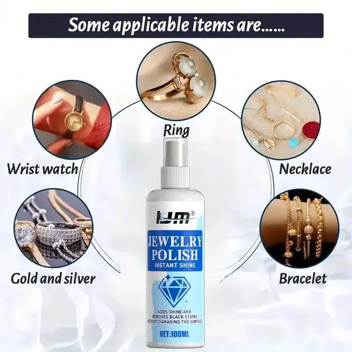 Spray nettoyant pour bijoux 100 ml revitalisant brillance et éliminant taches pour argent or diamants bagues bracelets colliers occasions spéciales