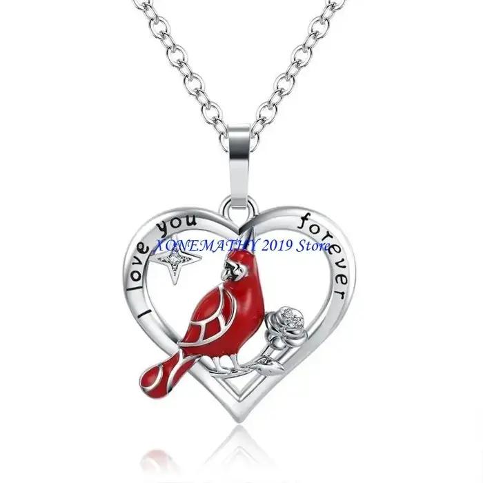 F42F – collier avec pendentif en forme d'oiseau rouge bijoux pour femmes