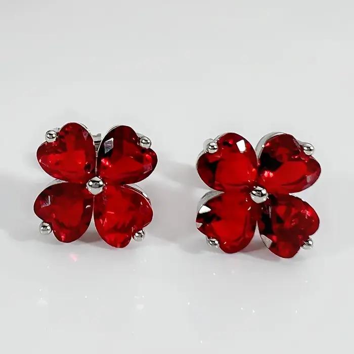 Boucles d'oreilles trèfle en cristal classiques pour femmes