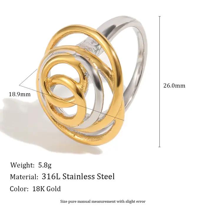 E.B.belle Série Line Knotting Bague à deux tons